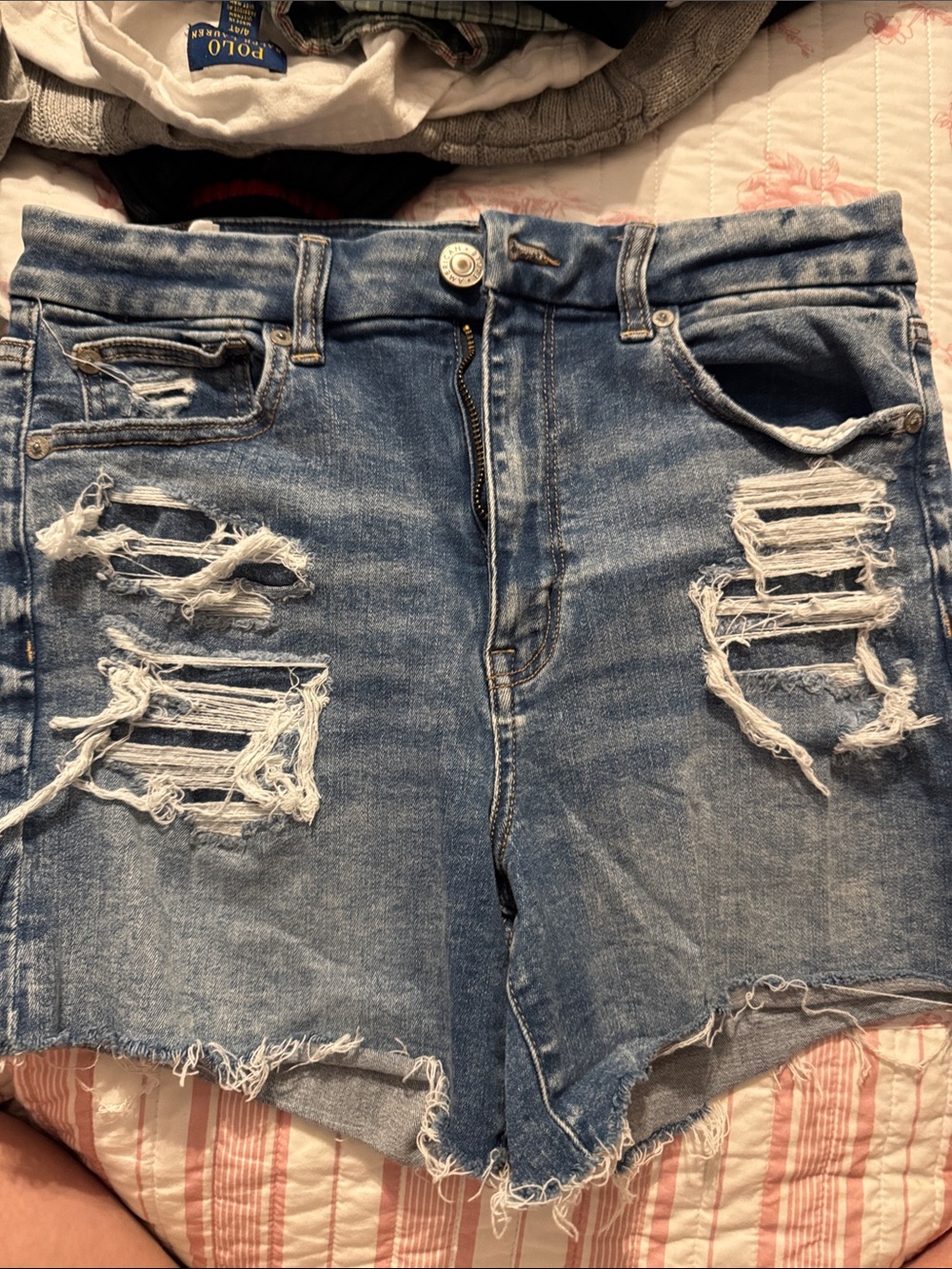 American Eagle Outfitters Distressed Blue Denim Jean Shorts